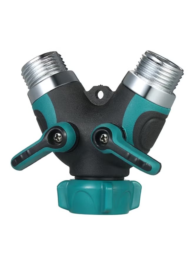 Double Way Hose Splitter Y Connector Black/Blue/Silver 9.5x9.5cm - Image 4